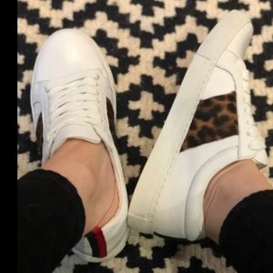 Boden White Leather Leopard Blogger Favorite Trainers